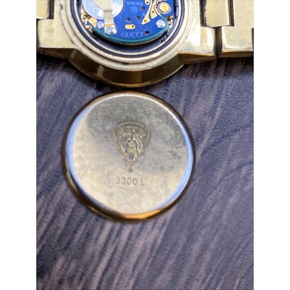 Vintage Gucci Gold Ladies Watch With Black Dial Working New Battery